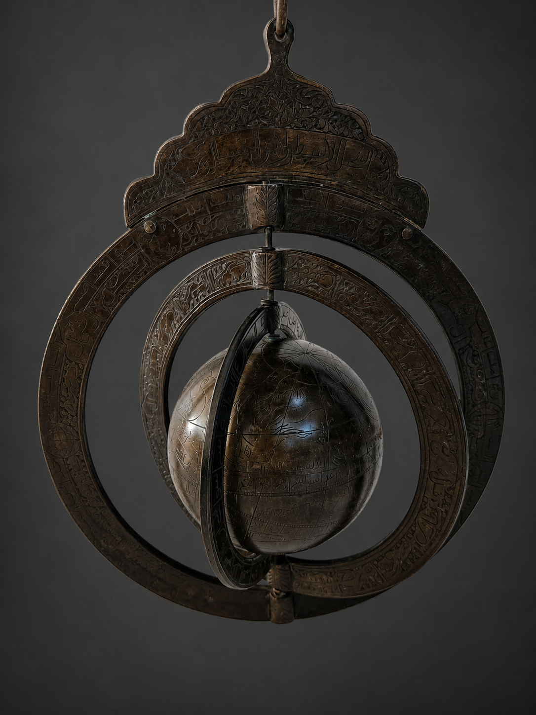 Rare Islamic Brass Spherical Celestial Astrolabe 